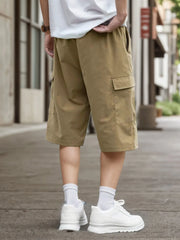 Threebooy plus Size Men's Workwear Capri Pants Casual Street Style Suitable for Daily Outings