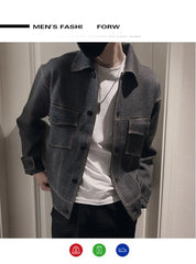 Threebooy High-end Jacket Men New Trendy Brand Lapel Work Jacket Men High-end Street Tops Jackets