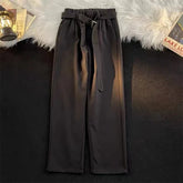 Threebooy Solid Color Straight Wide-leg Non-iron Trousers for Men's Retro Loose Droop Korean Style Suit Trousers