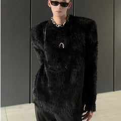 Threebooy Y2K Knitted Sweater Men's Autumn Winter New Style Solid Color Casual Soft Loose Top
