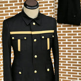 Threebooy Black African Style Men's Suits Stand Collar Uniform Blazer Elegant Formal Work 2Piece Jacket Pants for Special Occasions