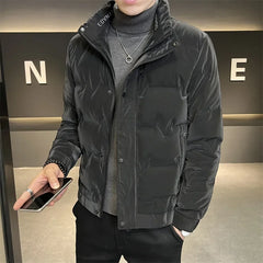 Threebooy Men's down jacket with thick stand up collar warmth handsome men's down jacket