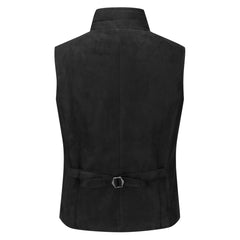 Threebooy Men Vest Black Velvet Height Lapel Double Button Waistcoat For Wedding Banquet Business Office Casual Daily Work Men Suit Vest