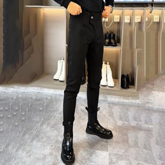 Threebooy Men Slim Leggings Biker Leggings Streetwear British Fashion Youth Nightclubs Male All-Match Martin Boots Trousers Men'S Clothing