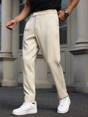 Threebooy plus Size Men's Casual Trousers for Business Travel Comfortable Loose Fit Long Pants