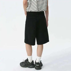 Threebooy Spring Summer New Men's Denim Shorts Solid Color Straight Five Points Fashion Trend Middle Waist Casual Short Pants