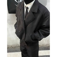 Threebooy Spring Autumn Suede Double-breasted Short Jacket Men's Autumn Winter American Style 2026 New Casual High-end Jacket Aesthetic