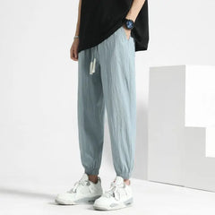 Threebooy Men Trendy Simple Streetwear Y2K Pockets Thin Harem Pants Summer Casual Solid Loose Comfortable Breathable Sweatpants Pantalones