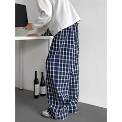 Threebooy Summer Casual Pants Men Oversized Retro Plaid Pants Men Streetwear Hip-hop Loose Wide Leg Pants Mens Trousers Large Size 5XL