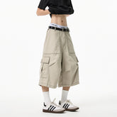 Threebooy Mens Cropped Casual Pants Loose New Cotton Cargo Multi Pocket Workwear Summer Outdoor Utility Stretch Comfort Relaxed Fit