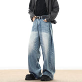 Threebooy American Style Vintage Casual Wide-leg Mopping Jeans Men Loose Denim Trousers Neutral Jeans Streetwear Men Women Jeans Pants