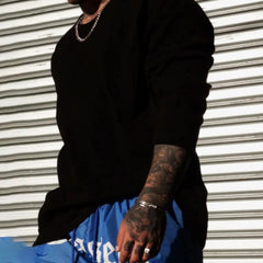 Threebooy Street Fashion Round Neck Solid Color Loose T-Shirt Straight Mens Autumn Running Fitness Training Sports Leisure Long Sleeve Top
