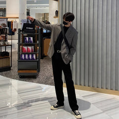 Threebooy New Korean Fashion Men Suit Pants Light Luxury Business All-match Straight Slim-fit Casual Trousers Premium Elegant Dress Pants