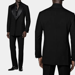 Threebooy Men Suits Double Breasted Spliced Collar Tailor-Made 2 Pieces Blazer Pants Formal Prom Wedding Groom
