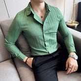 Threebooy Clothing New Casual Cotton Soft Thin Mens Shirts Slim Fit Luxury Business Long Sleeve Shirt Male Lapels Outwear Streetwear