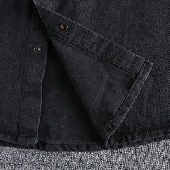 Threebooy Heavy Cotton Men's Twill Woven Vintage Cargo Long Sleeve Shirt Jacket Autumn Winter Work Style Casual Versatile Youth Shirt Coat