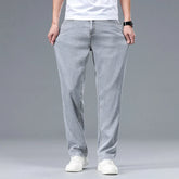 Threebooy Summer New Men's Thin Baggy Jeans Office Business Casual Straight Denim Trousers High Waisted Versatile Casual Pants