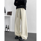 Threebooy Black Casual Pants Men Fashion Oversized Wide Leg Pants Men Streetwear Hip Hop Loose Pleated Pants Mens White Trousers M-3XL