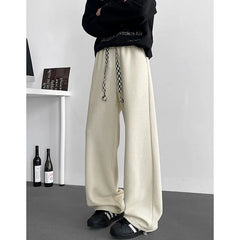 Threebooy Black Casual Pants Men Fashion Oversized Wide Leg Pants Men Streetwear Hip Hop Loose Pleated Pants Mens White Trousers M-3XL