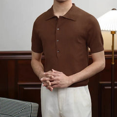 Threebooy New Trend Men Polo Shirt Leisure Vintage High Quality Knit Tops American Style Fashion Breathable Buttoned Short Sleeve Knitwear