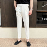 Threebooy Men's High-waisted Trousers Autumn Winter New Style Trousers Casual Pants Fashionable Handsome Slim Straight Suit Pants
