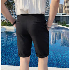 Threebooy High Quality Korean Solid Slim Fit Suit Shorts Men Clothing Simple All Match Business Formal Wear Short Homme Streetwear