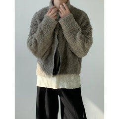 Threebooy American retro faux fur fur coat men's short style solid color mink fur winter jacket