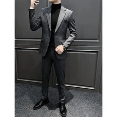 Threebooy Striped Men's Set Wedding Korean Version Business Casual Stylish High-End Suit Jacket New Model