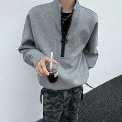 Threebooy Mens Sweatshirt Half Zip Casual Coat Autumn Street Wear Fashion All-Match Trend Youth Campus Long Sleeve Top Men'S Clothing