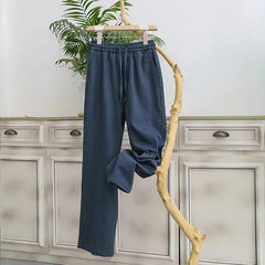 Threebooy Men Linen Pants Summer New Light and Thin Breathable Solid Color Casual Pants Loose Straight Trousers Men's Clothing