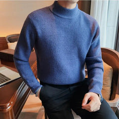 Threebooy Clothing White Black Turtleneck Sweater Men Pullovers Winter Thicken Cashmere Men Knitted Jumpers Male Turtle Neck Sweater