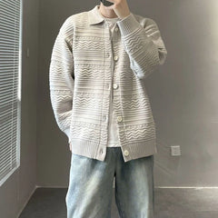 Threebooy Mens Sweater Textured Woven Casual Knitted Sweater Autumn Streetwear Fashion Campus Youth Long Sleeve Tops Men'S Clothing