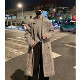 Threebooy Korean Style Medium-length Men's Trench Autumn Winter High Quality Loose Casual Woolen Coat Trendy Overcoat Khaki/Dark Gray