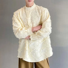 Threebooy Men's shirts long-sleeved new Spring trend tops casual Stand collar pullover shirt casual daily wear Spring and autumn model