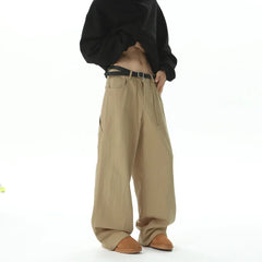 Threebooy American Style Wide Leg Straight Cargo Pants Letter Printed Men's Baggy Casual Fashion Overalls Streetwear Male Mopping Trousers