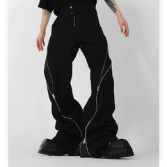Threebooy Y2K Fashion Zipper Split Black Baggy Jeans Pants For Men Clothing Straight Wide Leg Korean Casual