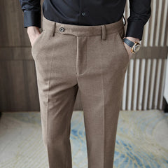 Threebooy Men's Business Pants British Style Slim Fit Classic Formal Dress Pants for Men Wedding Party Trousers 29-38