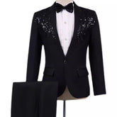 Threebooy Luxury Men's 2 Piece Suit Formal One Button Slim Fit Tuxedos for Wedding Groom Business Dinner Prom