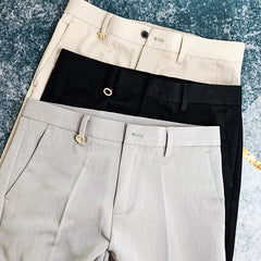 Threebooy Fashion Men Business Dress Pants Office Social Wedding Streetwear Casual Suit Pants Slim Fit Trousers Costume Homme 28-36