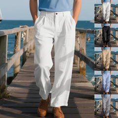 Threebooy Autumn European and American Linen Men's Casual Loose Business Suit Trousers