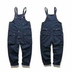 Threebooy Japanese Retro Loose Work Clothes Overalls Korean Jumpsuit High-end Men's Hip-hop Wide-leg Vintage Suspender Pants