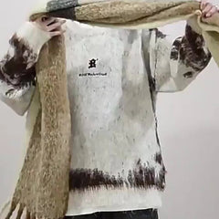 Threebooy Mens Sweater Tie-Dye Contrast Color Knitted Sweater Streetwear Youth Campus Casual All-Match Long-Sleeve Top Men'S Clothing