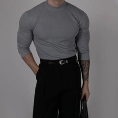 Threebooy Mens T-Shirt Sports Fitness Elastic Bottoming Shirt Breathable Solid Color Versatile Simple Gym Long-Sleeved Top Men'S Clothing