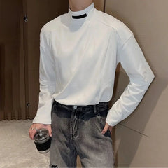 Threebooy Y2k Mens T-Shirt Casual Solid Color Bottom Layer Cedar Autumn Streetwear Simple Korean Version Top Men's Clothing Unisex