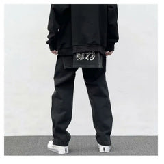 Threebooy HIP HOP Letter Oversize Jeans Trendyol Youth Scratches Print Men Trends Clothes Woman Baggy Pants Korean Clothing Casual Streetwear