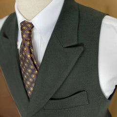 Threebooy Men Vest Mossy Green Herringbone With Lapel Single Button Waistcoat For Wedding Party Business Work Daily Casual Men Suit Vest
