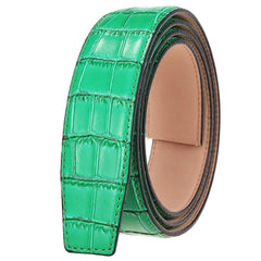 Threebooy 3.5cm Cowskin Genuine Belts for Automatic Buckle Luxury Crocodile Belt without Buckle Black Coffee Green Belts