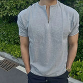 Threebooy New Semi-zipper Waffle Sports T-shirt Breathable and Large-scale Cuffed Fitness Garment Casual Breathable and Versatile