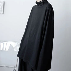 Threebooy Mens T-Shirt Button Half Turtleneck T-Shirt Autumn Japanese Streetwear Temperament Personality Long Sleeve Top Men'S Clothing