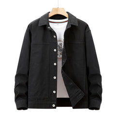 Threebooy Male American Casual Jackets Versatile Lapel Collars Multiple Pockets Workwear Tops Solid Color High Quality Men's Clothing